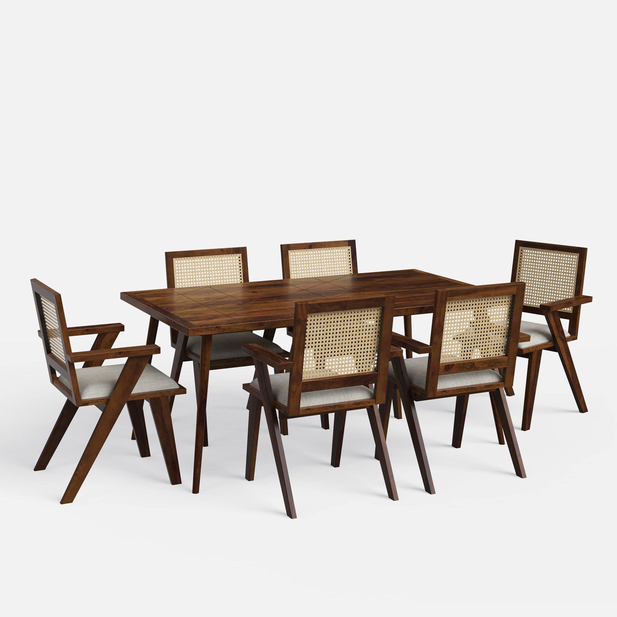 Helena-Flora Walnut Dining Table Set - 6 Seater/175 cm