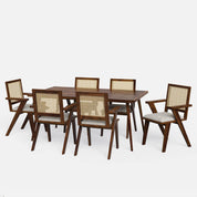 Helena-Flora Walnut Dining Table Set - 6 Seater/175 cm