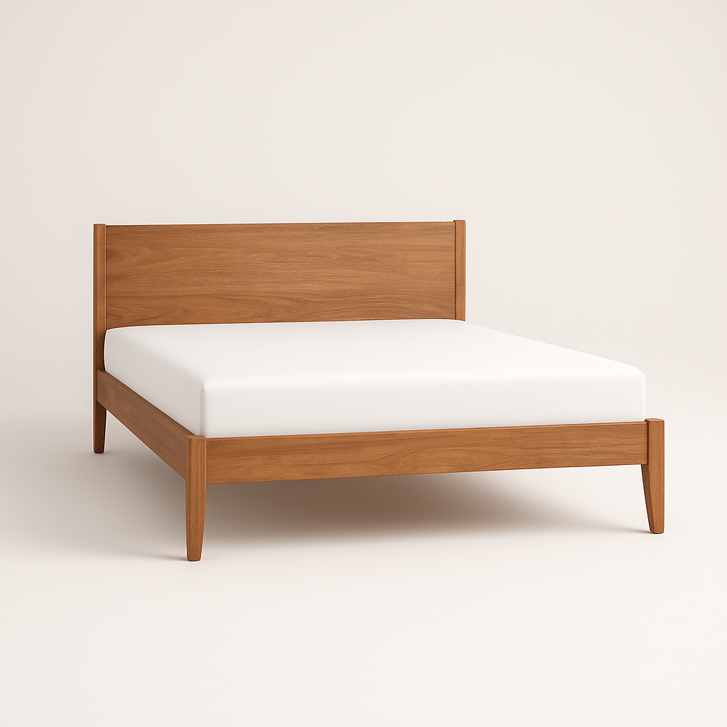 Acacia Wood Minimalist Bed Frame with Plain Headboard