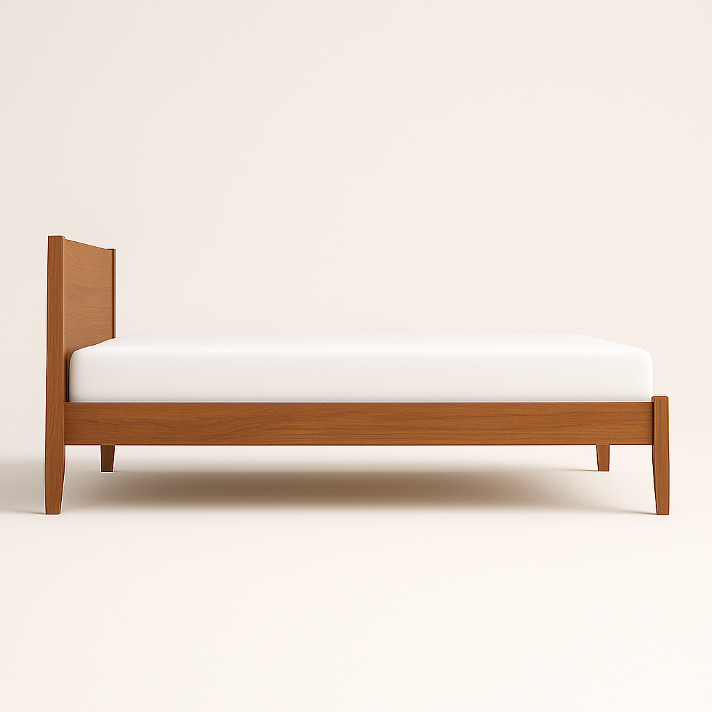 Acacia Wood Minimalist Bed Frame with Plain Headboard - image_2