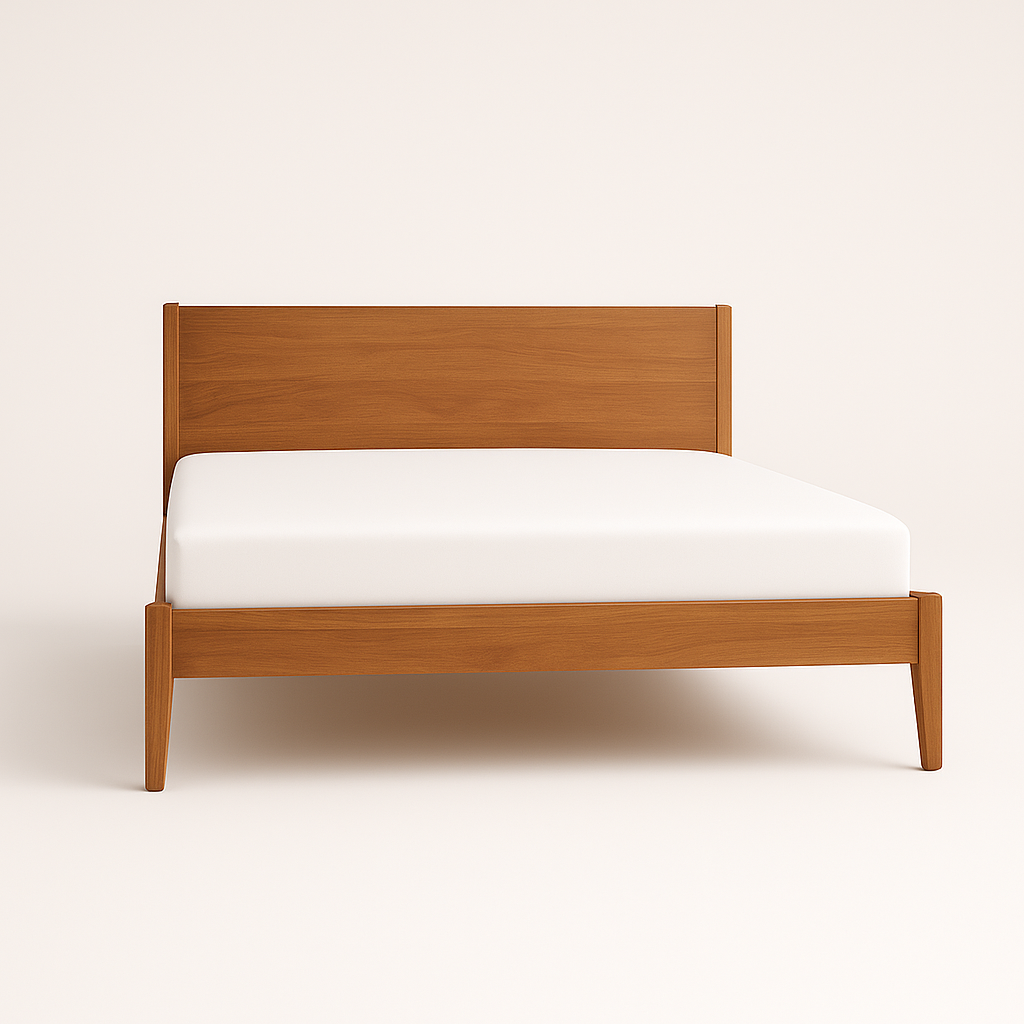 Acacia Wood Minimalist Bed Frame with Plain Headboard - image_5