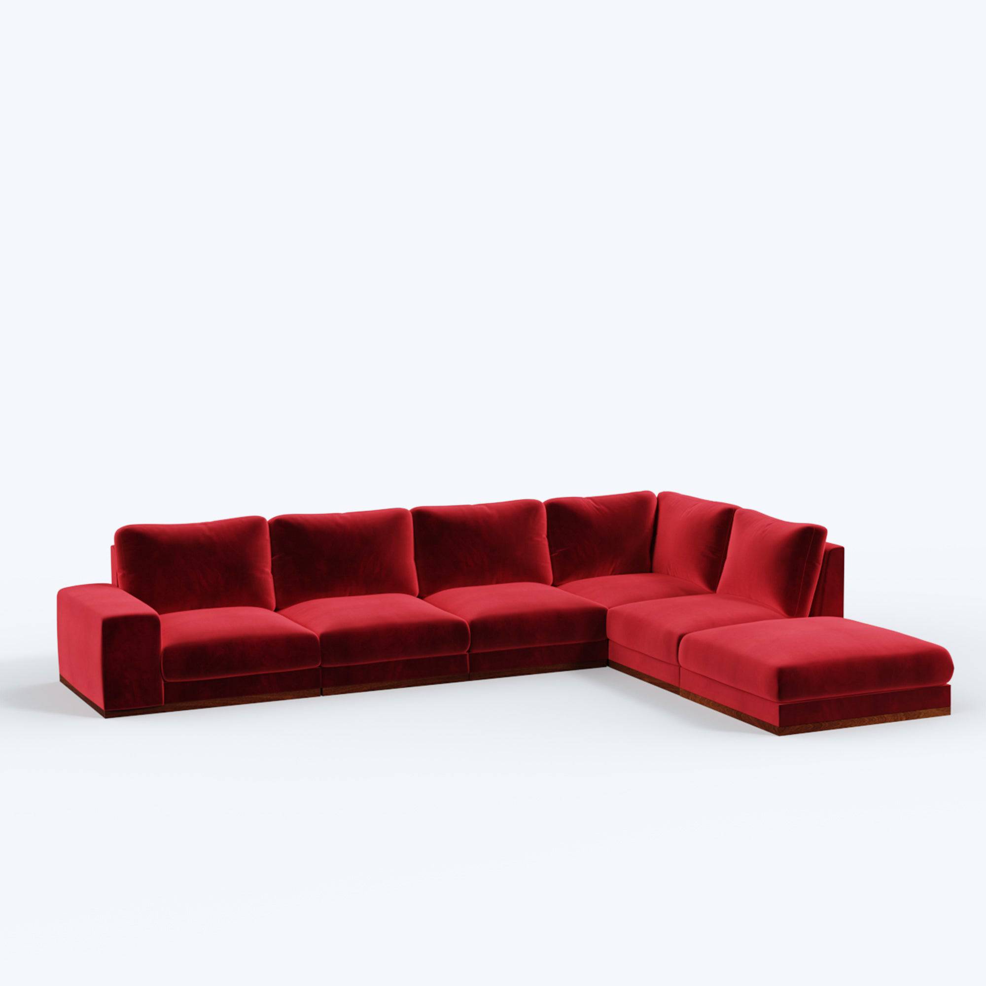 Derek modular right arm 5 seater sofa with ottoman - 127.5" | 61.6" Left chaise with 34" Ottoman