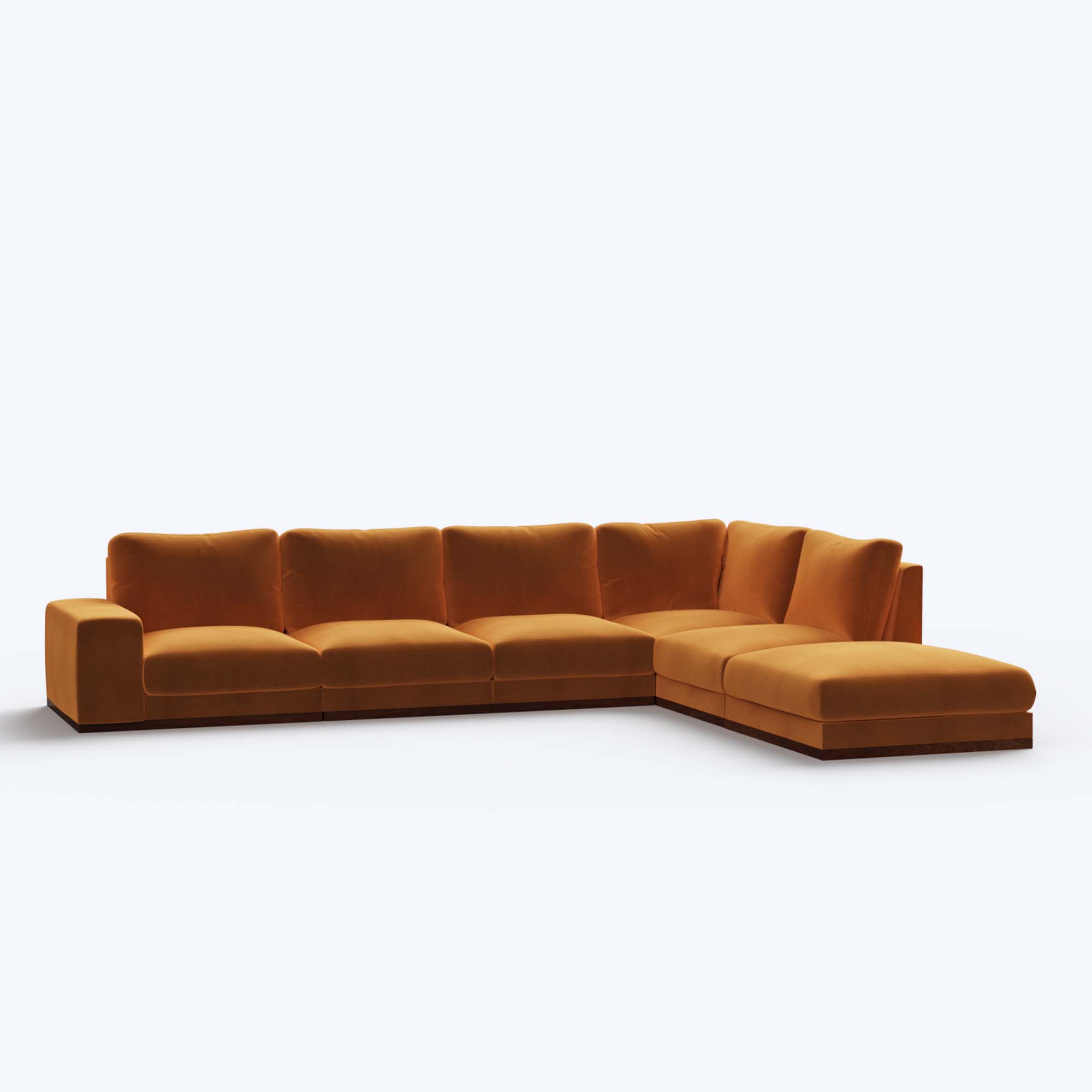 Derek modular right arm 5 seater sofa with ottoman - 127.5" | 61.6" Left chaise with 34" Ottoman