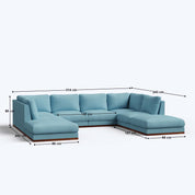 Derek Modular U- Shaped sofa with ottoman - 62" Left Chaise with 34" Ottoman | 123" Middle | 62" Right Chaise with 34" Ottoman