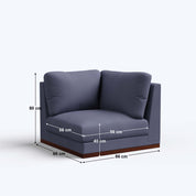 Derek modular right arm 3 seater sofa with ottoman - 133.5"