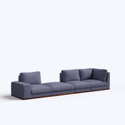 Derek modular right arm 3 seater sofa with ottoman - 133.5"