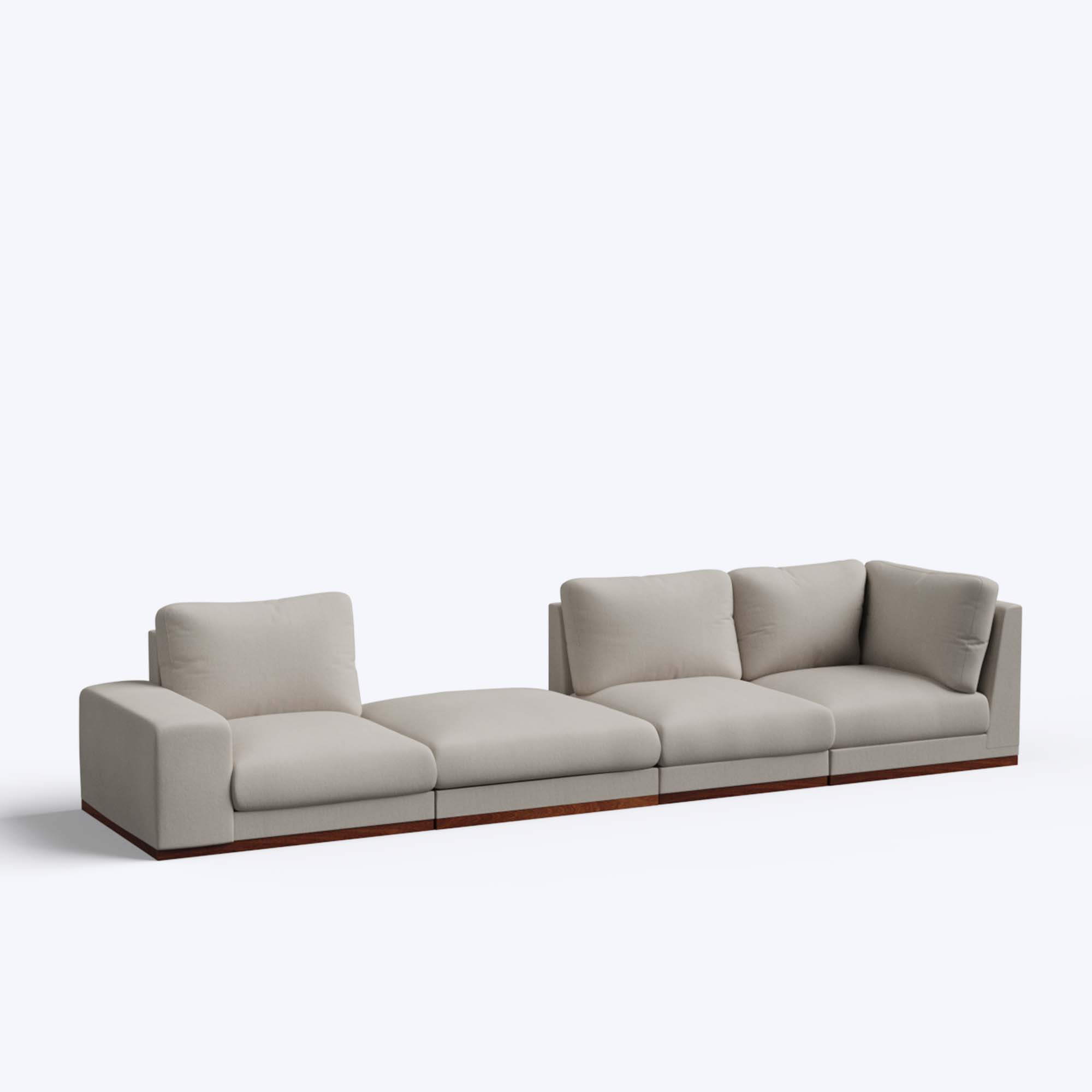 Derek modular right arm 3 seater sofa with ottoman - 133.5"