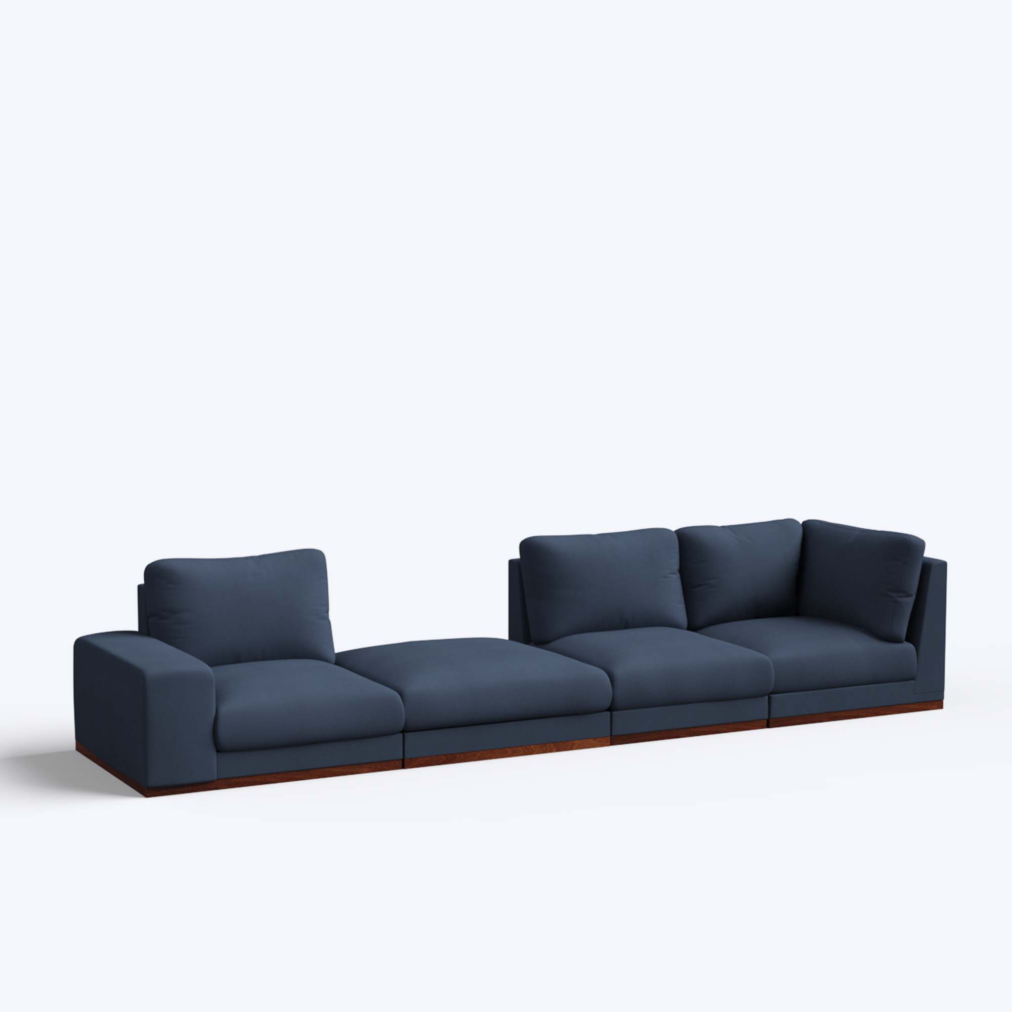 Derek modular right arm 3 seater sofa with ottoman - 133.5"