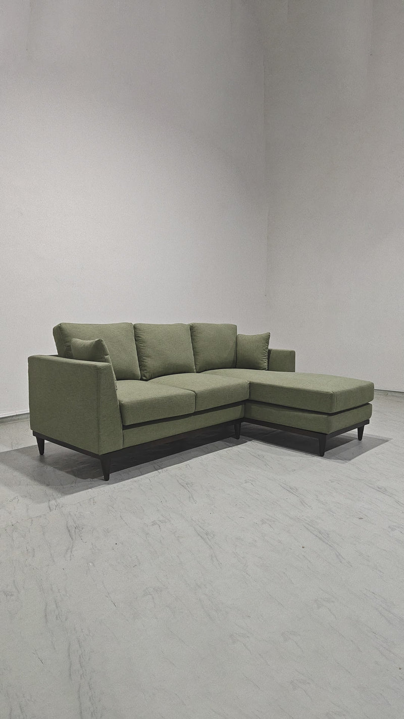 Nord L Shape Sofa 105.5" - Seaweed Green Cotton Blend