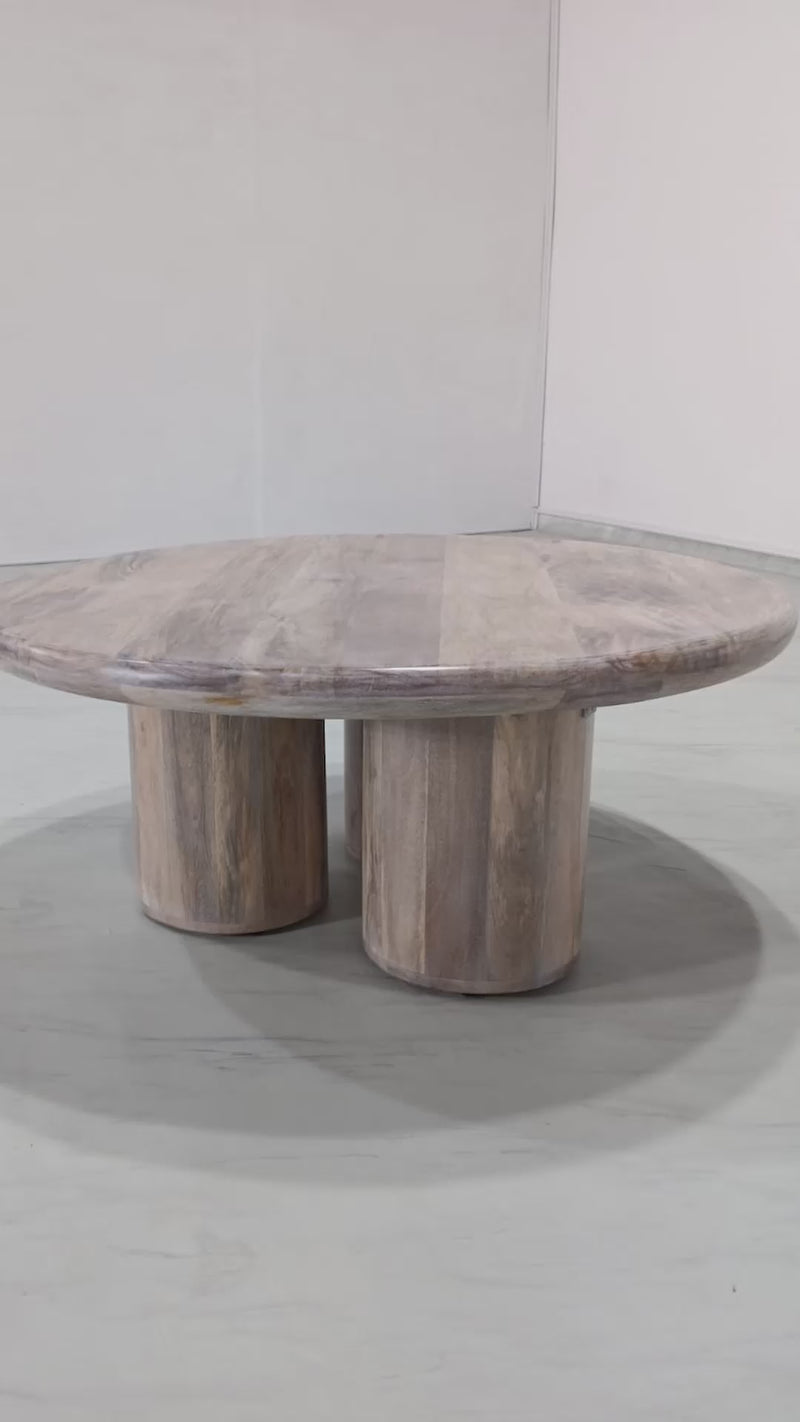 Amor Round Coffee Table - White Distressed Finish