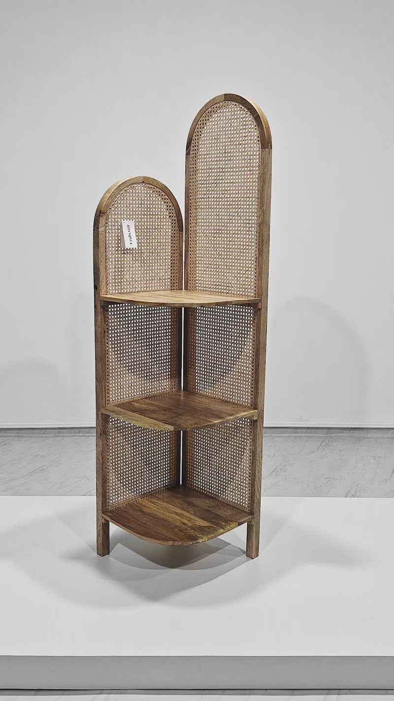 Chantel Rattan Corner Bookshelf