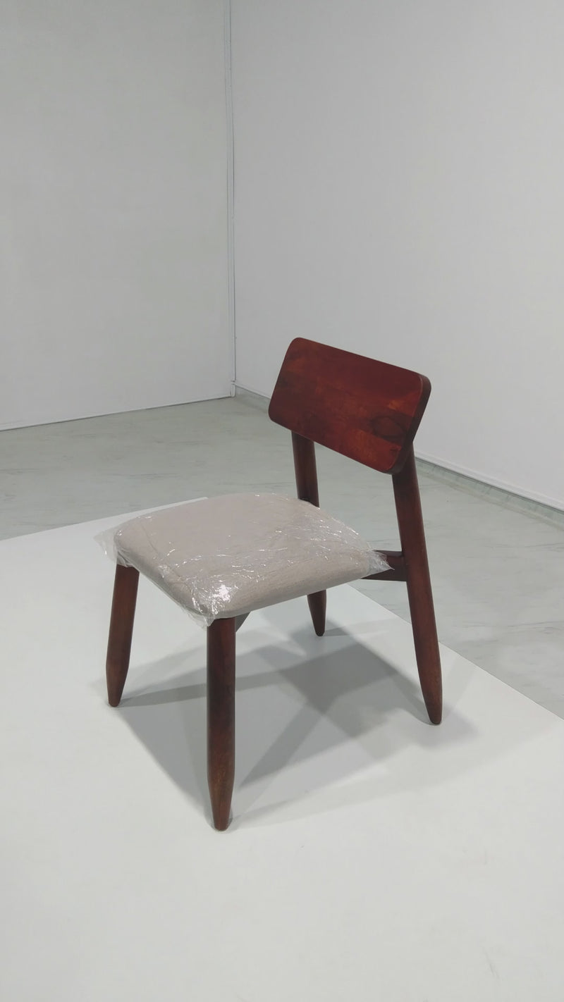 Stig Upholstered Chair - Honey Polish - Light Ash Grey Cotton