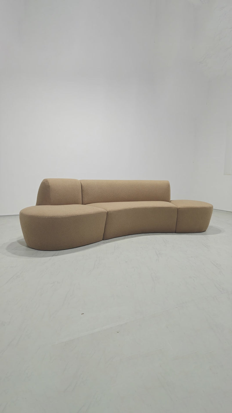 Gustavo Curvy Sectional Sofa - 115" - Cookie Boucle