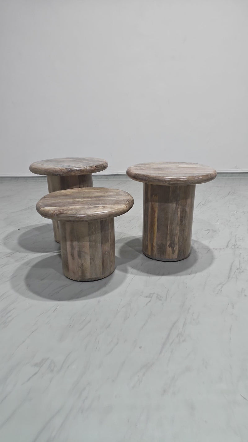 Amor Nested Table Set - White Distressed Finish