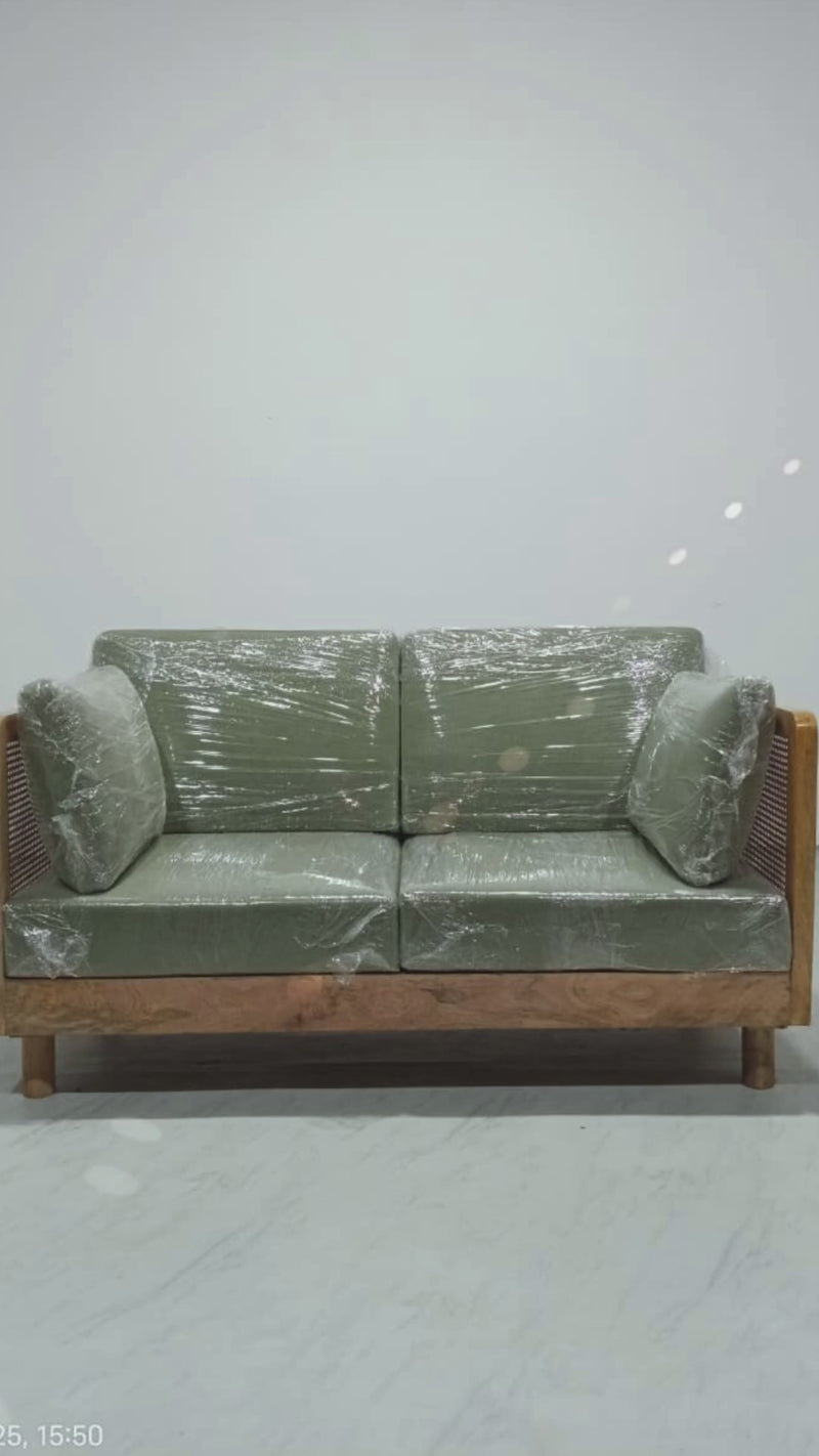 Hughes Rattan 2 Seater Sofa - 57" - Seaweed Green