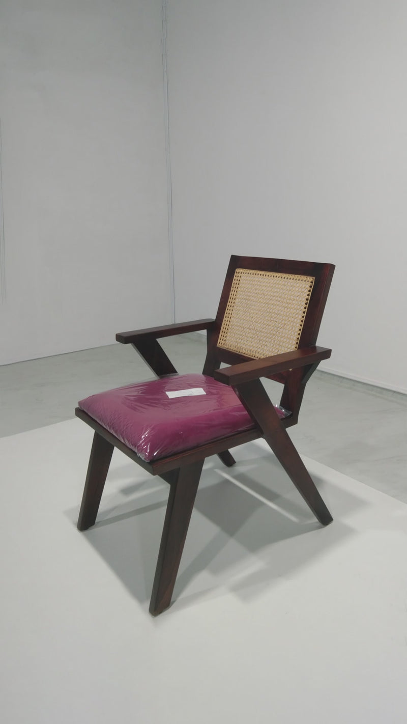 Flora Chair - Mahogany Polish on Sheesham - Mahogany Velvet
