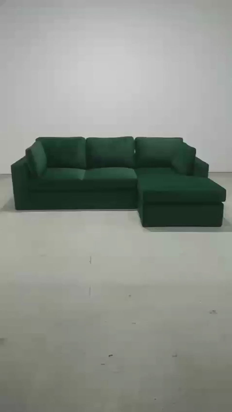 Setter L Shaped Sofa - 99" • Emerald Green (Soft Velvet Touch Fabric)