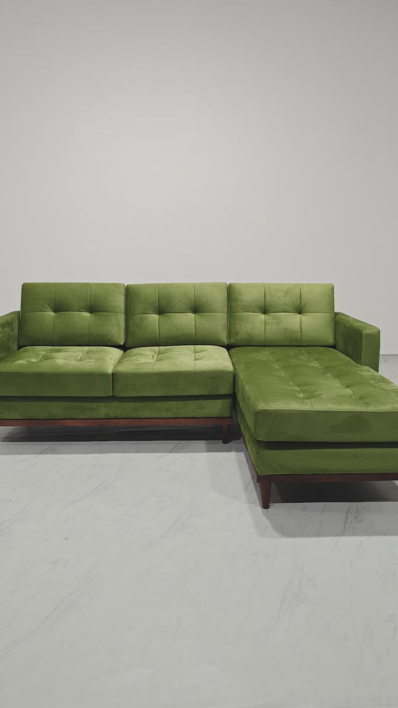 Svalbard L Shape Sofa  - 87" - Olive Green soft velvet 