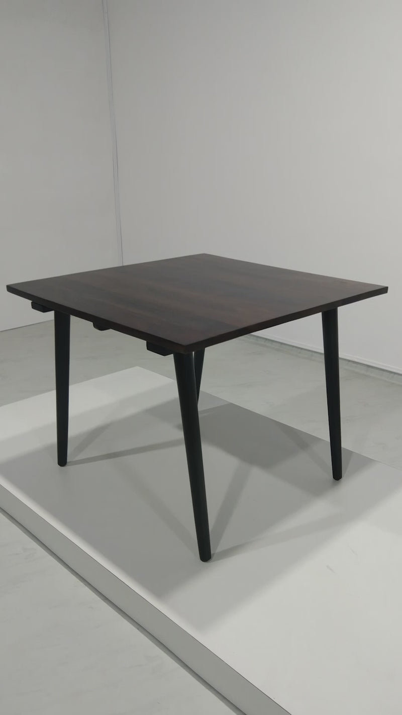 Helena Plain Top Dining Table 100cm - Walnut Polish Top Black Matte Finish Legs