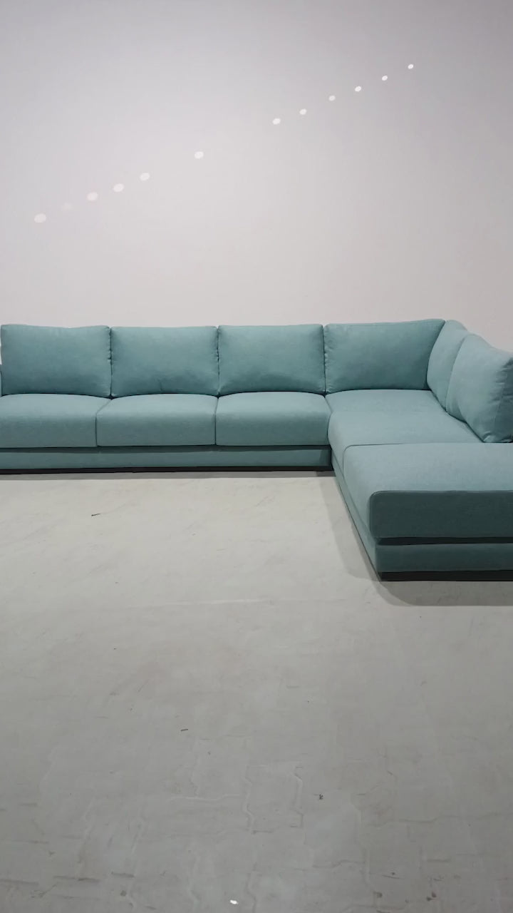 Derek Modular Right Arm 5 Seater sofa with Ottoman - Teal Green