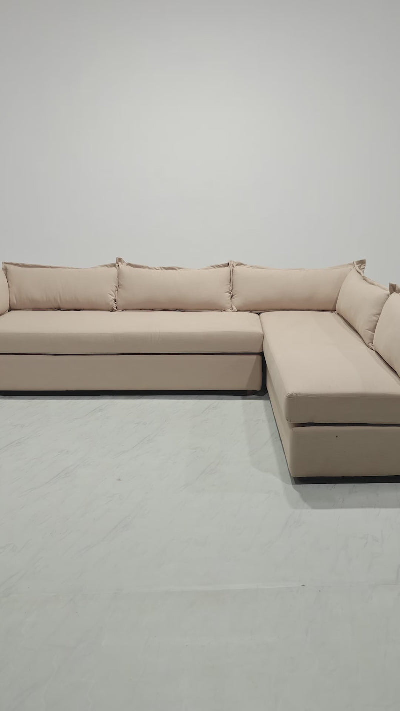 Caprice L Shape Sofa - 117" - Tuscan Beige 