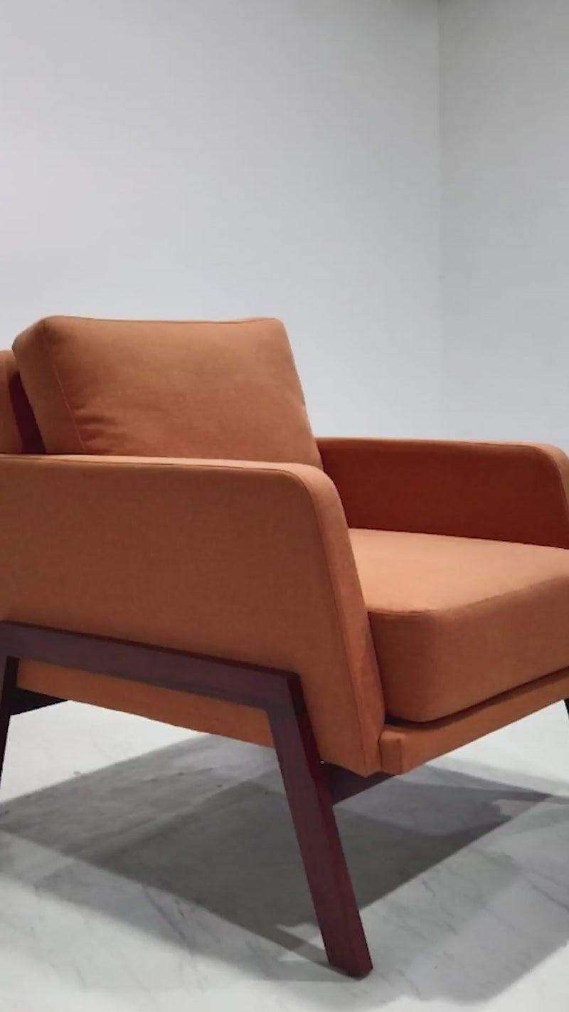 Arte Accent Chair - Sheesham Honey - Fabric Ginger Orange