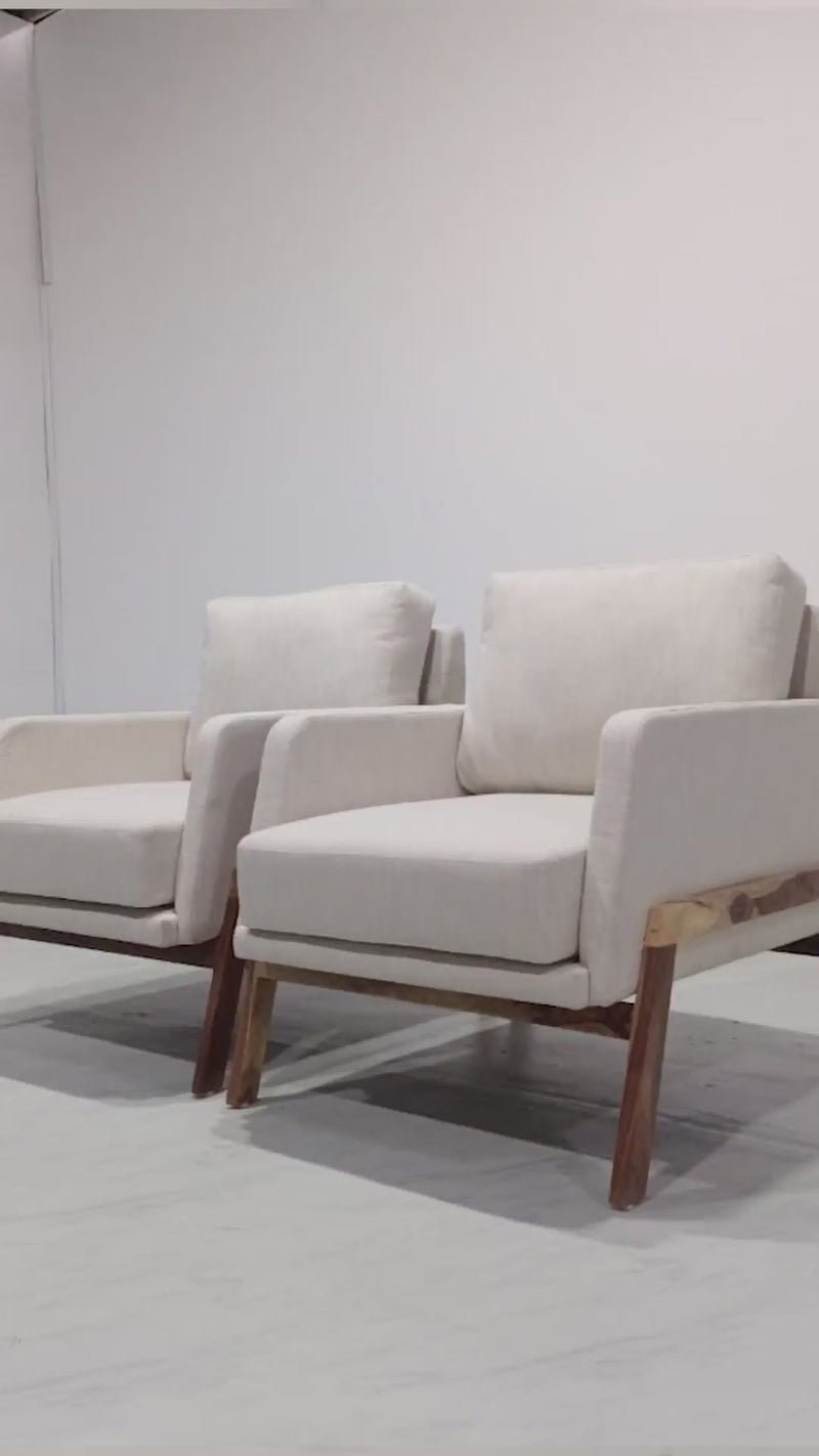 Arte Accent Chair - Sheesham Natural - Fabric Almond Late