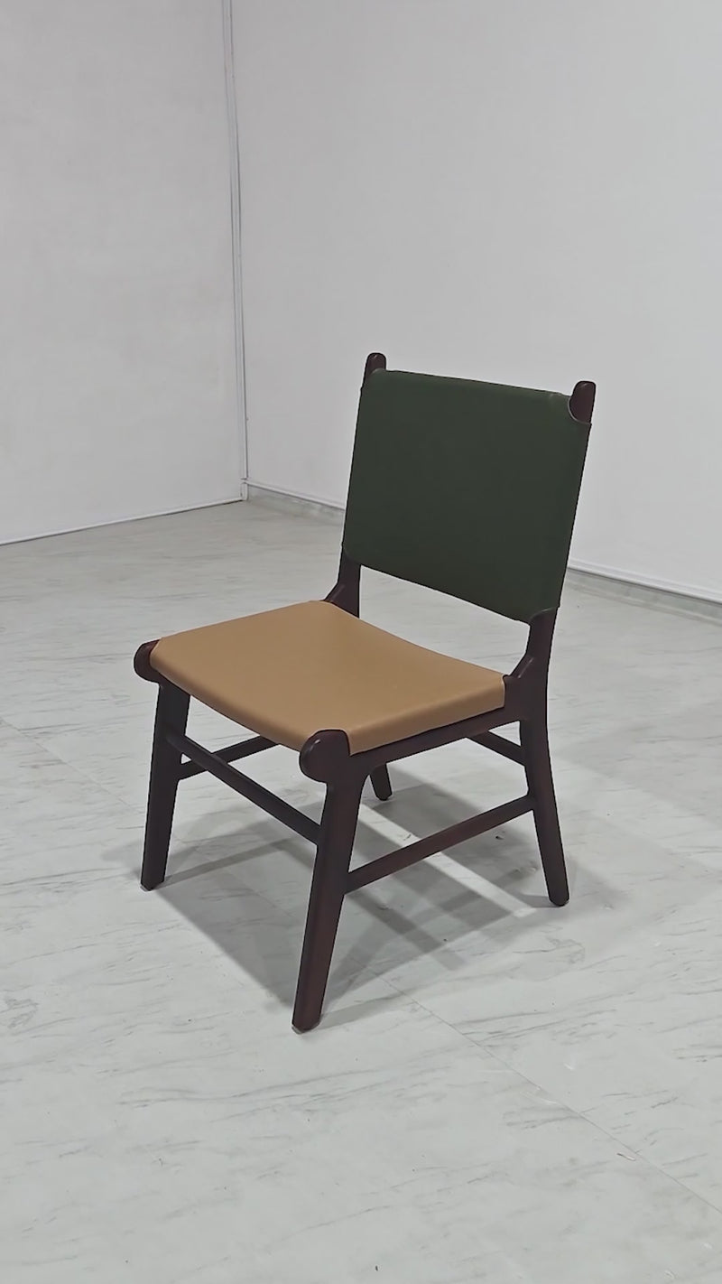 Manor Chair - Seat Mustard Leather - Back Forest Green Leather