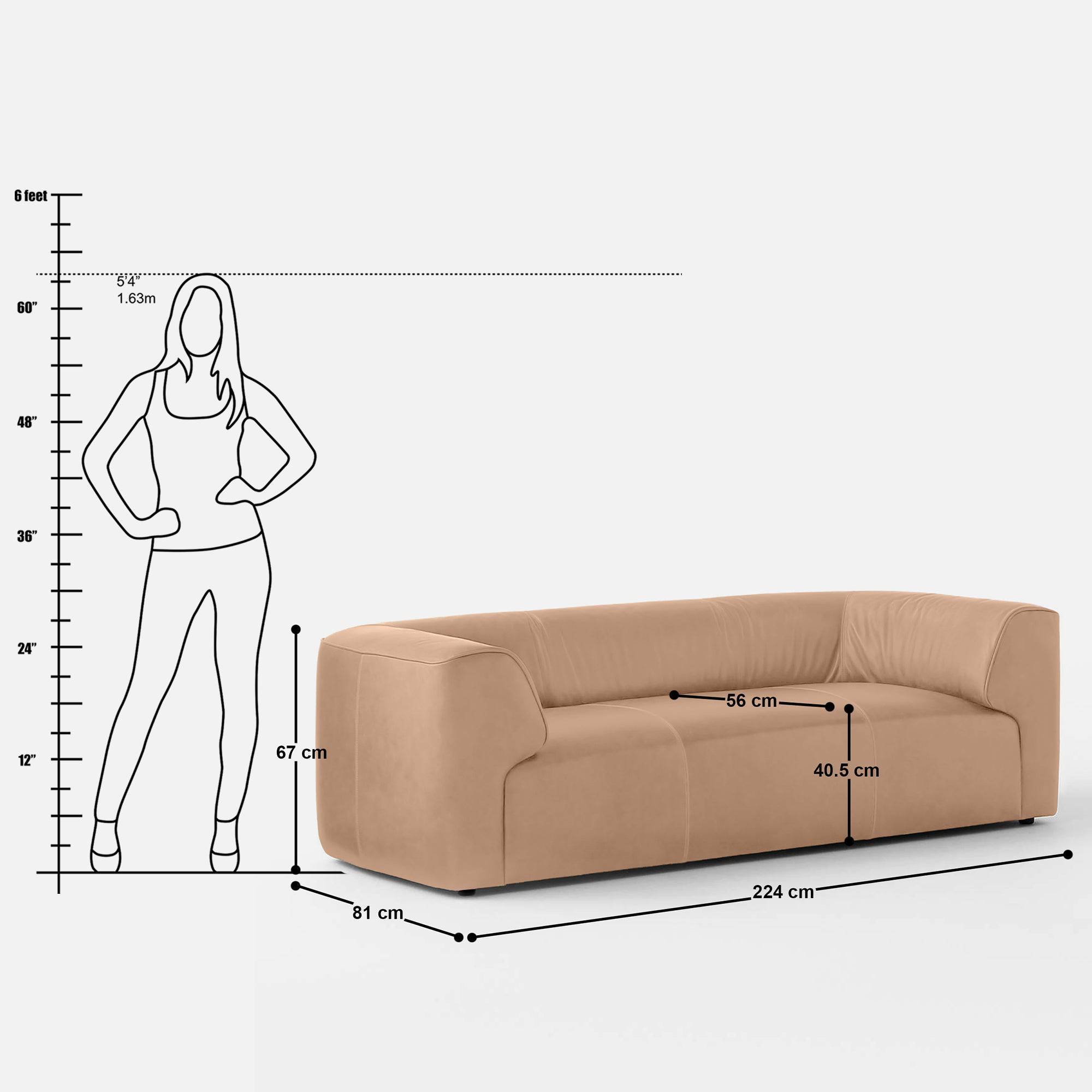 Alejandro 3 Seater Sofa - 88"