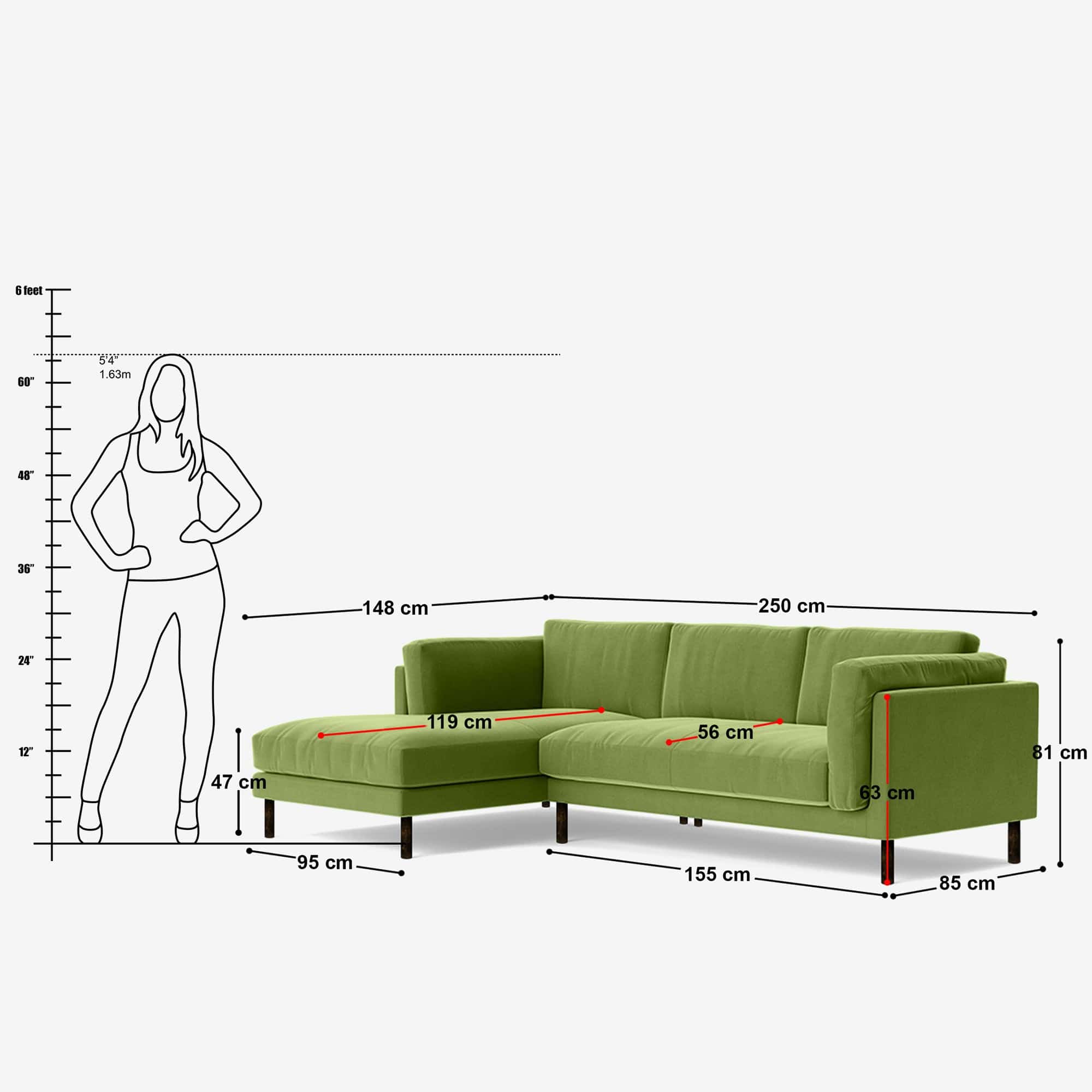 Sven L Shaped Sofa - 98"