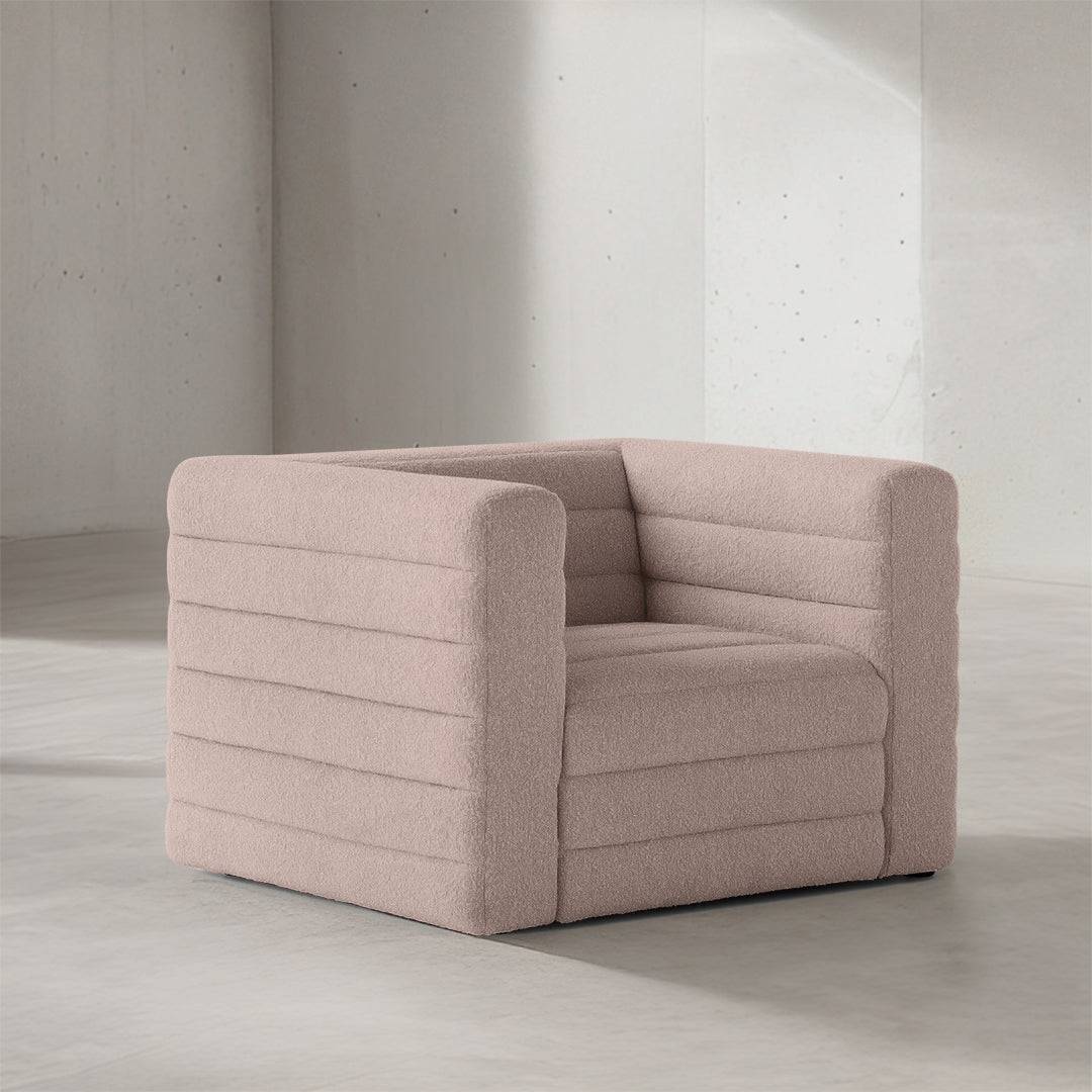 Craftsmill Rosa Accent Chair: Bouclé Elegance, Premium Solid Wood ...